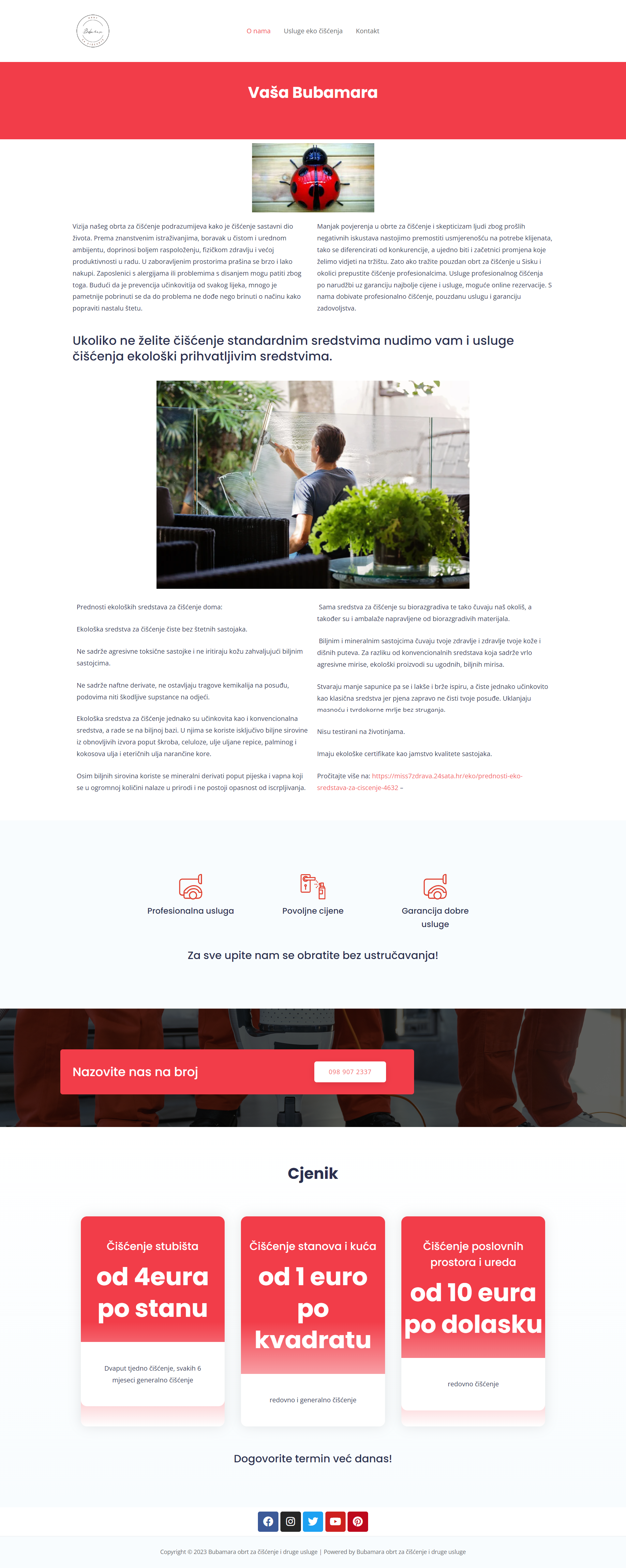 O nama – Bubamara obrt za čišćenje i druge usluge